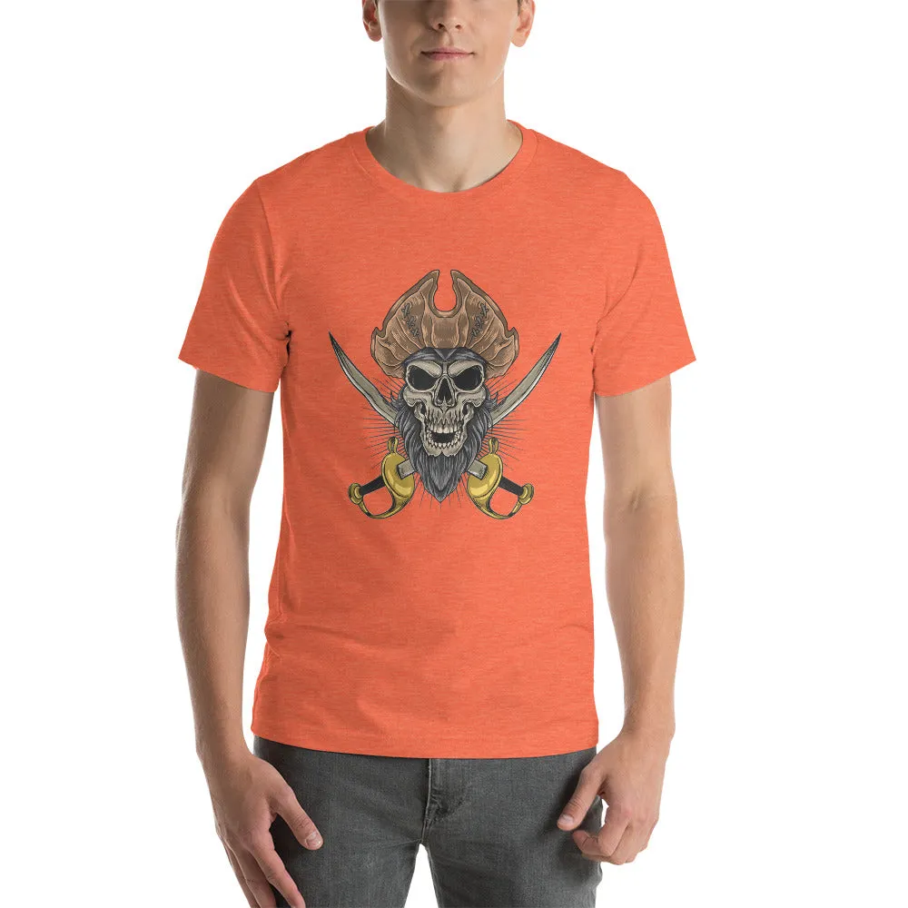 Pirate skull in front of crossed sabers  Short-Sleeve Men's T-Shirt