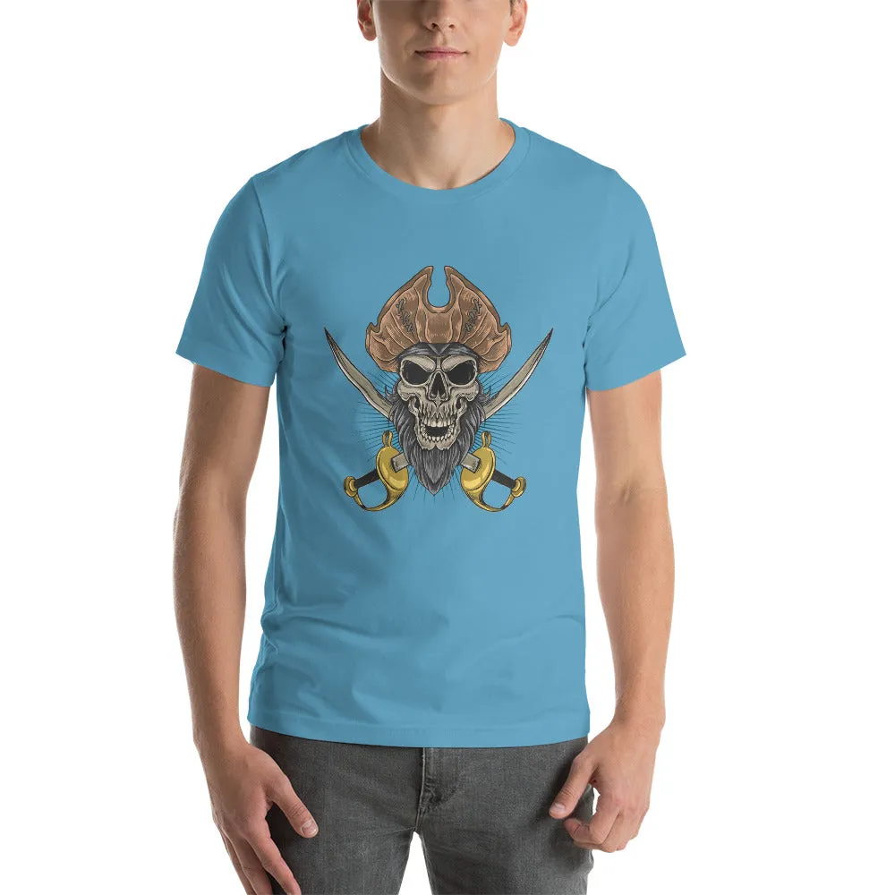 Pirate skull in front of crossed sabers  Short-Sleeve Men's T-Shirt