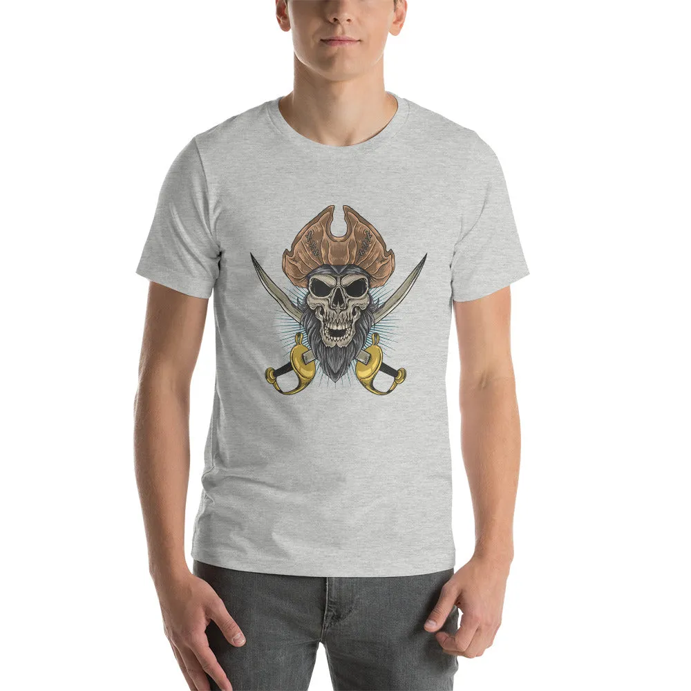 Pirate skull in front of crossed sabers  Short-Sleeve Men's T-Shirt