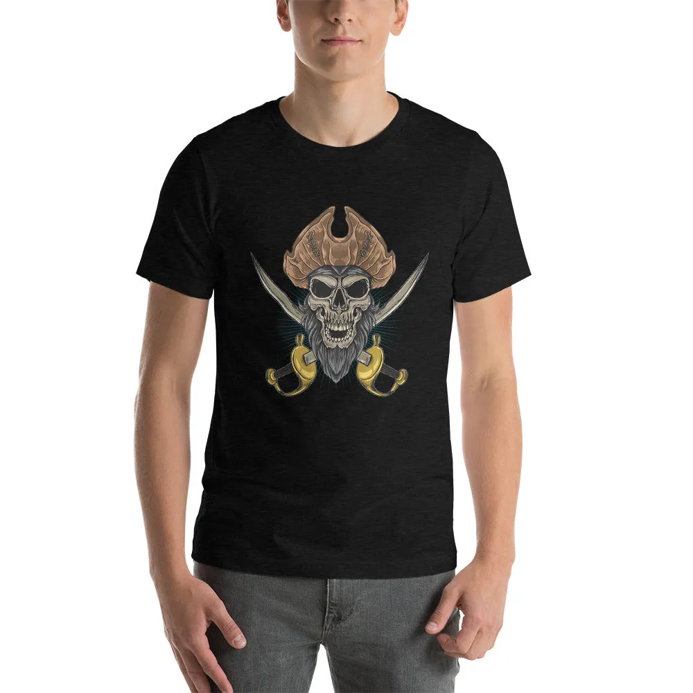 Pirate skull in front of crossed sabers  Short-Sleeve Men's T-Shirt