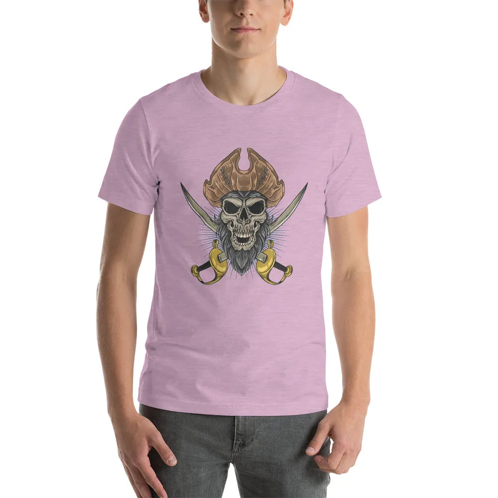 Pirate skull in front of crossed sabers  Short-Sleeve Men's T-Shirt