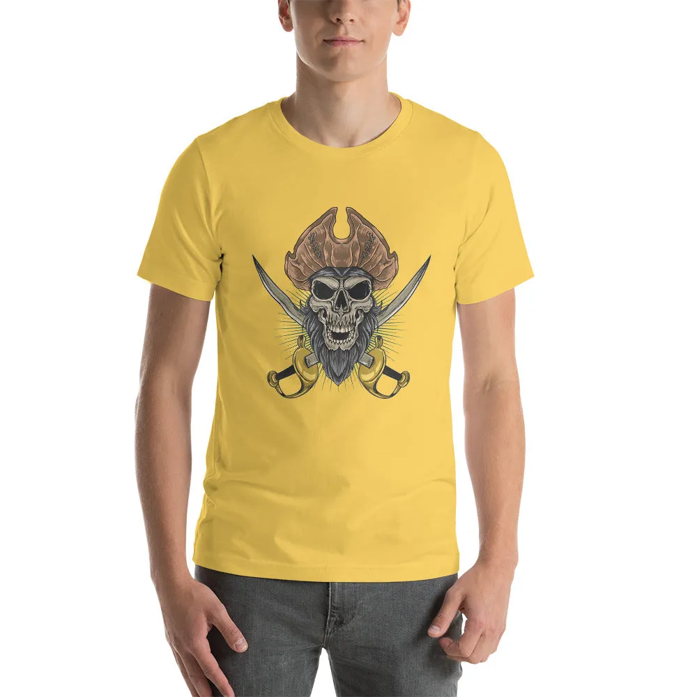 Pirate skull in front of crossed sabers  Short-Sleeve Men's T-Shirt