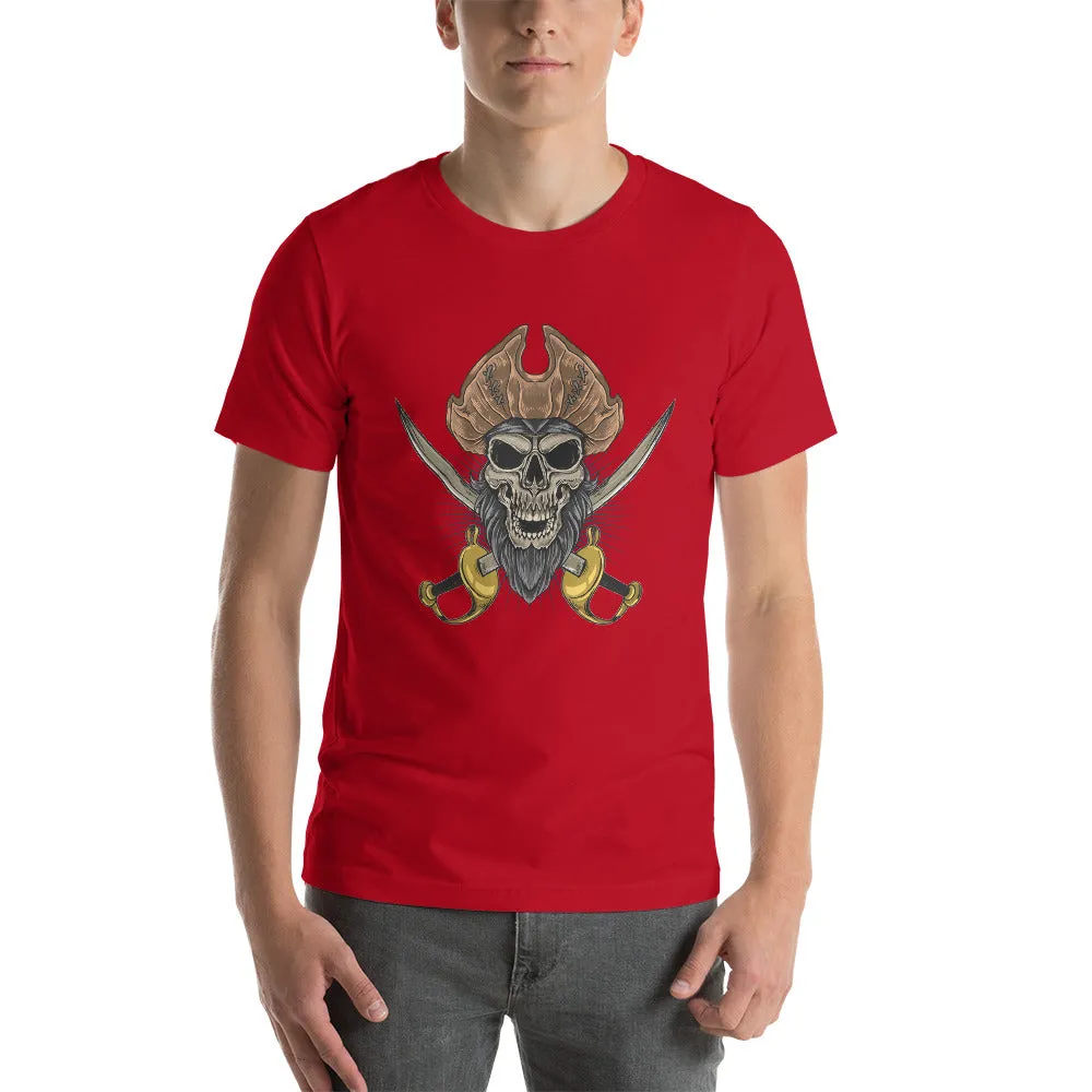 Pirate skull in front of crossed sabers  Short-Sleeve Men's T-Shirt