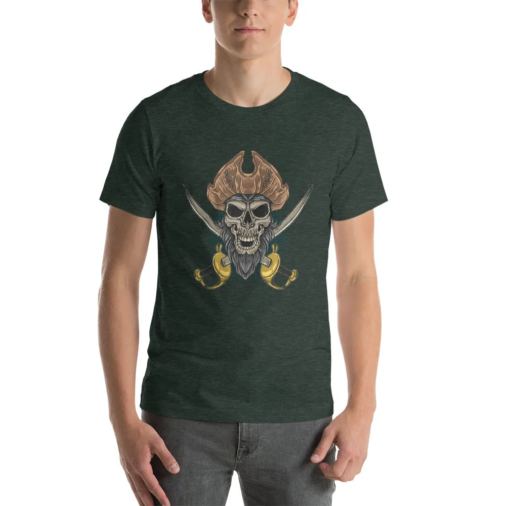 Pirate skull in front of crossed sabers  Short-Sleeve Men's T-Shirt