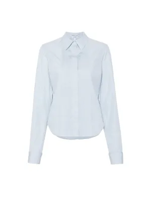 Pleated Cotton Button-Up Shirt