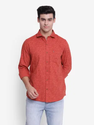 Printed Red Slim Fit Causal Shirt