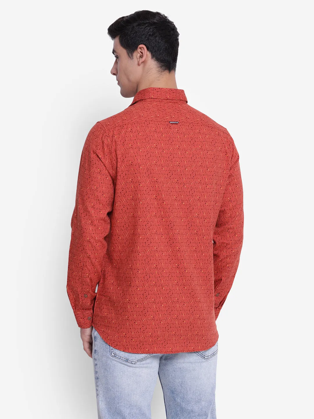 Printed Red Slim Fit Causal Shirt