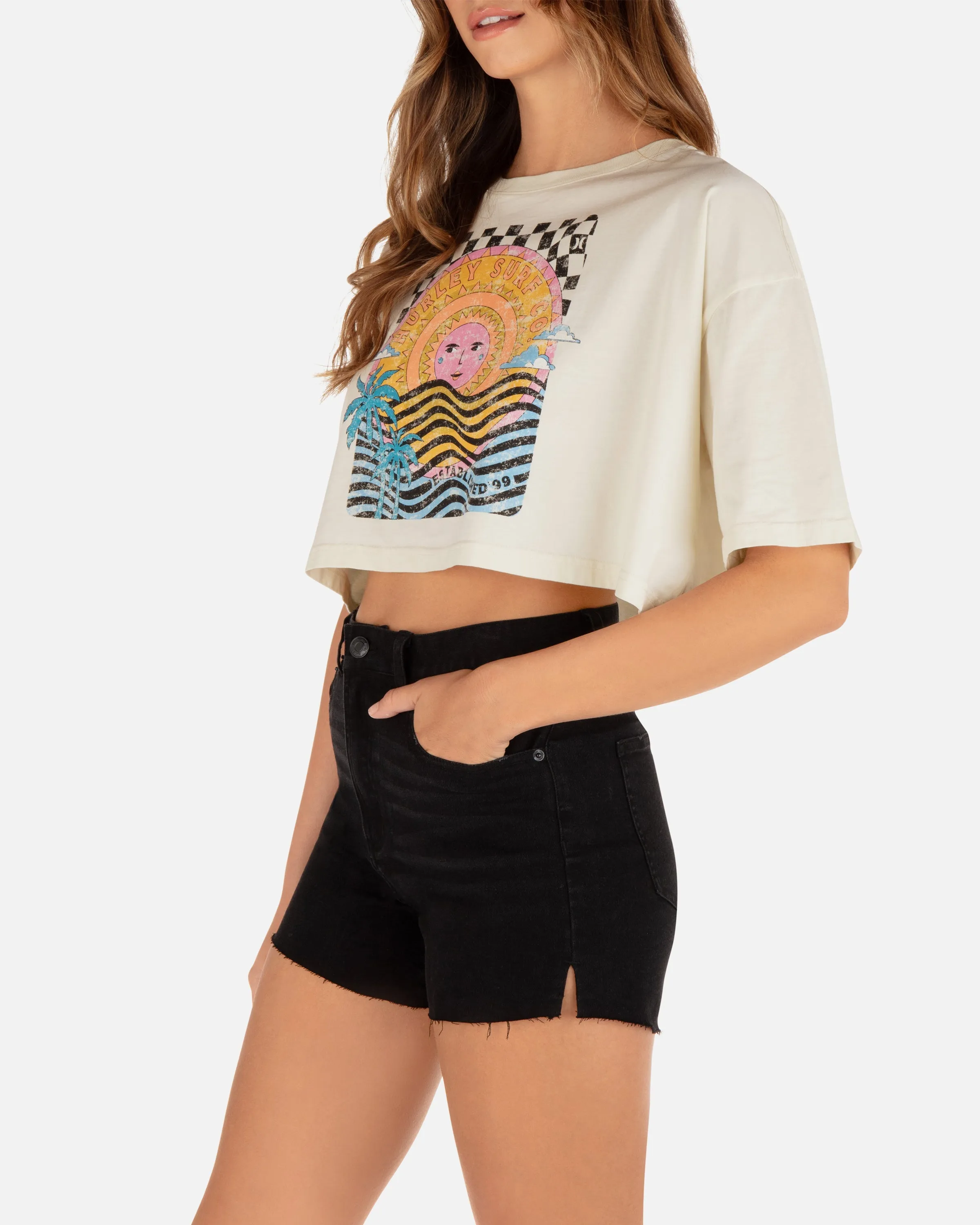 Psychedelic Surf Boyfriend Cropped Tee