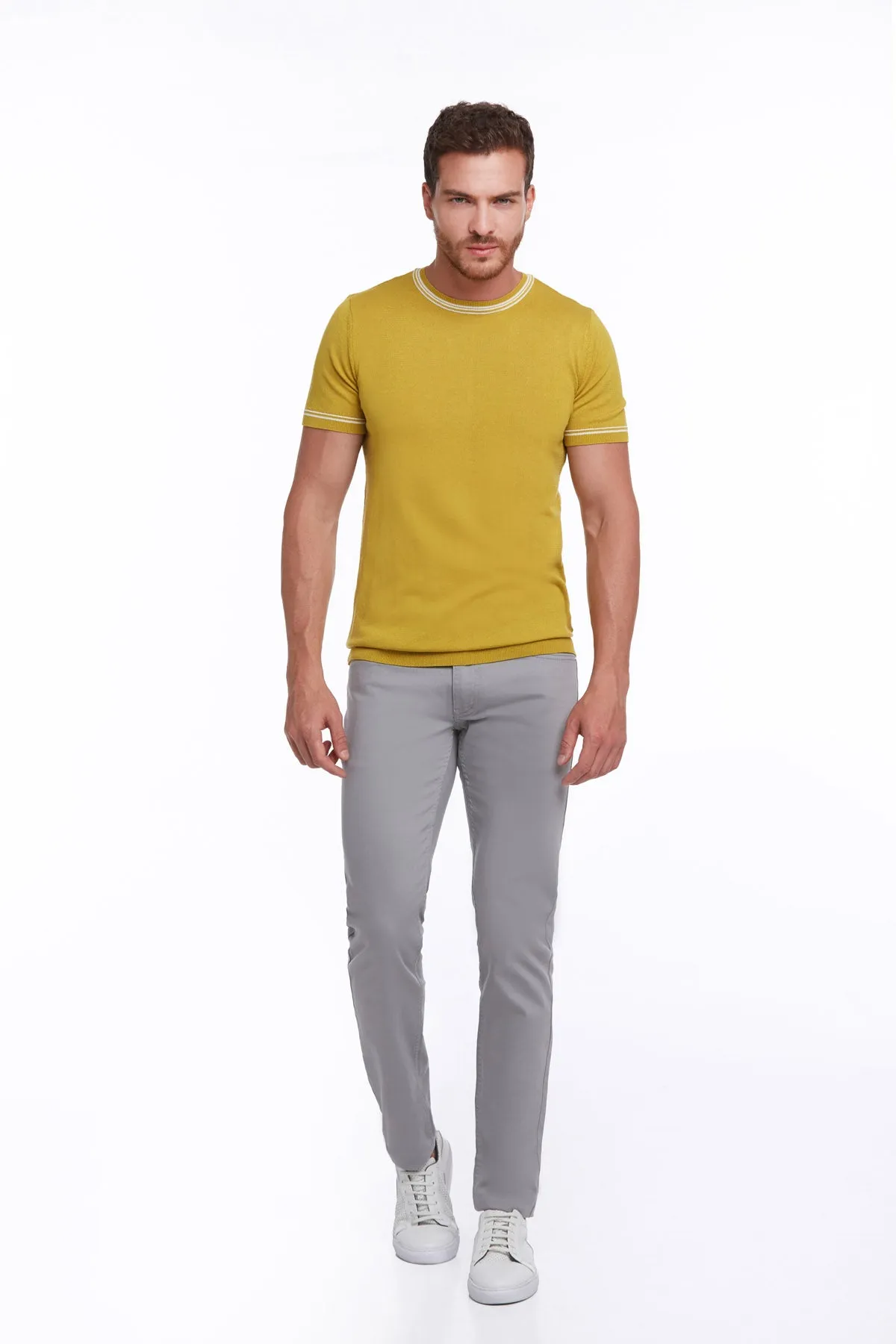 Regular Fit Saffron Basic Crew Neck T-Shirt