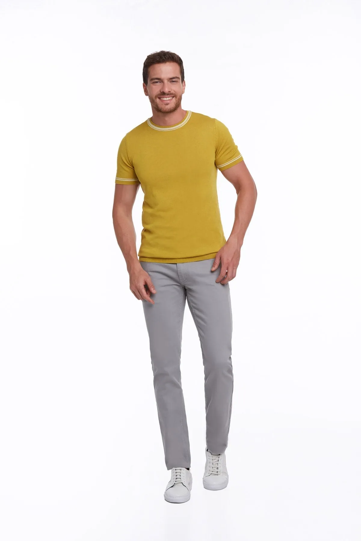 Regular Fit Saffron Basic Crew Neck T-Shirt