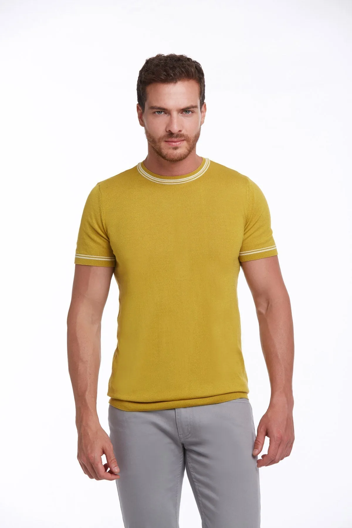 Regular Fit Saffron Basic Crew Neck T-Shirt