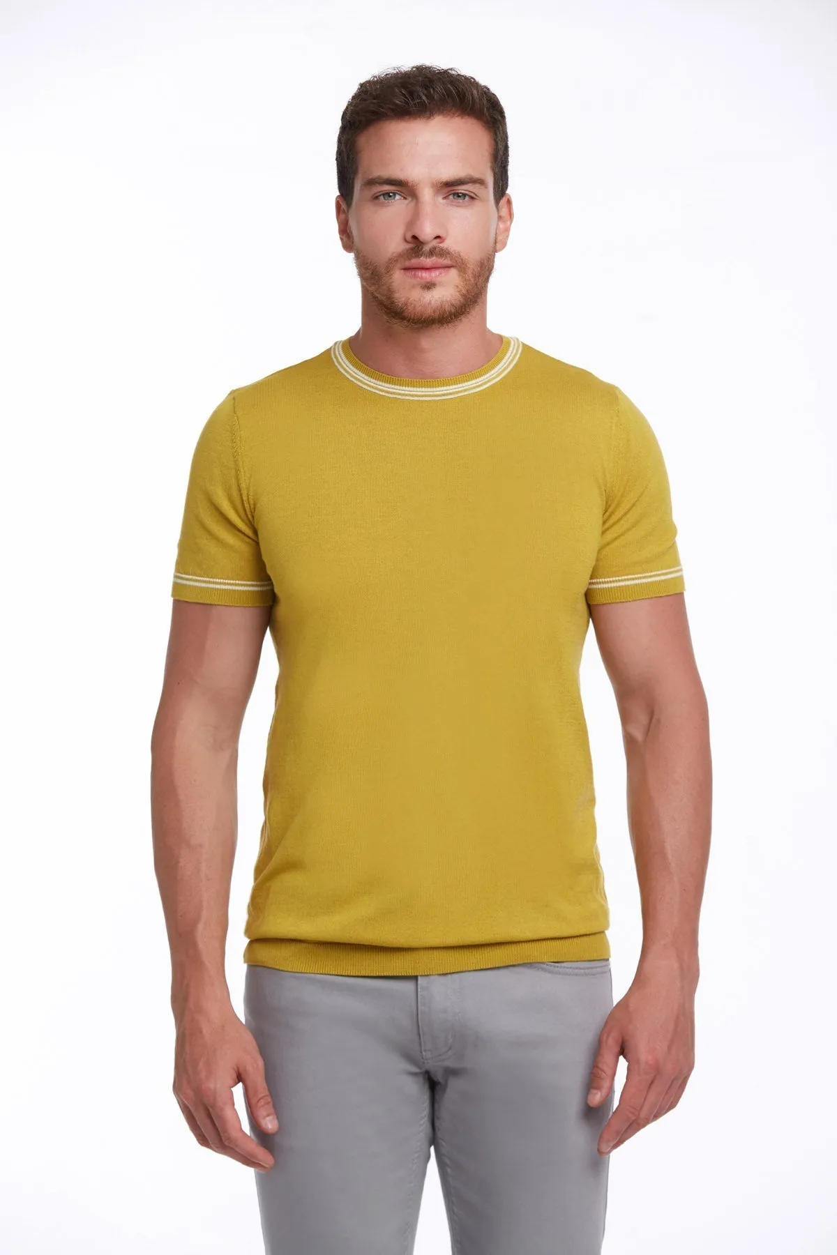 Regular Fit Saffron Basic Crew Neck T-Shirt