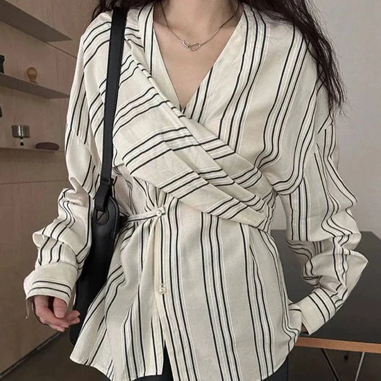 Renata Drape Design Striped Loose Blouse