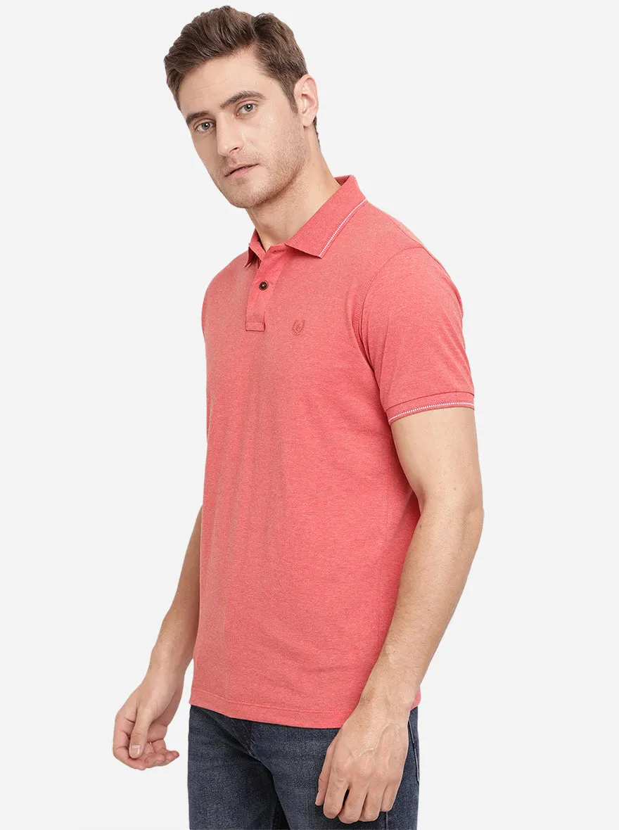 Rouge Red Solid Slim Fit Polo T-Shirt | Greenfibre