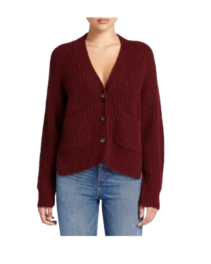 Size S - A.L.C. Burgundy Cleveland Alpaca Blend Chunky Knit Cardigan