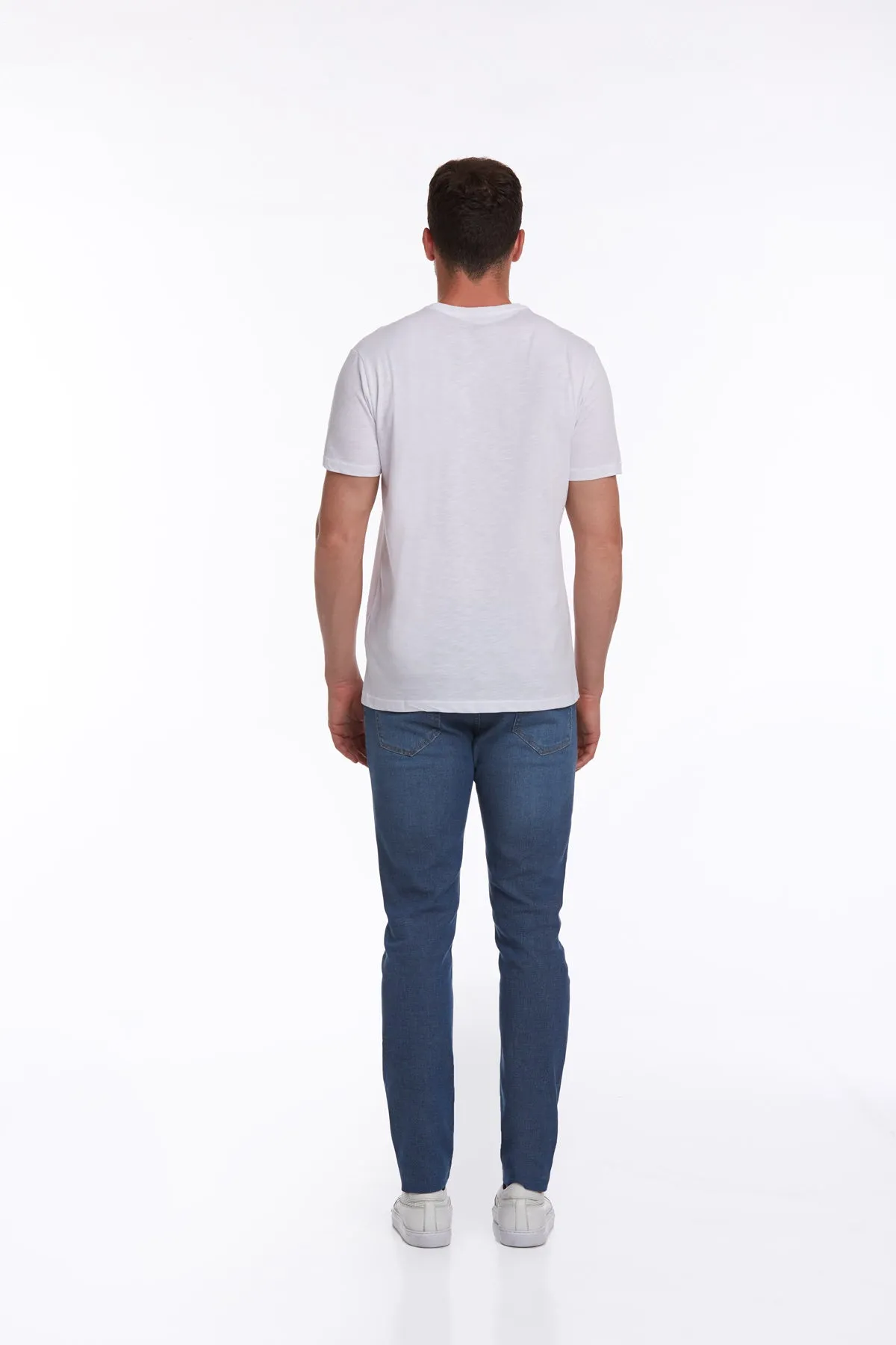 Slim Fit Basic Cotton White Crew Neck T-Shirt