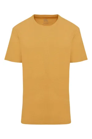 Slim Fit Mustard Cotton Crew Neck T-Shirt