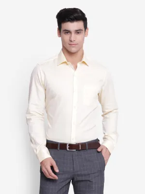 Solid Cream Slim Fit Formal Shirt