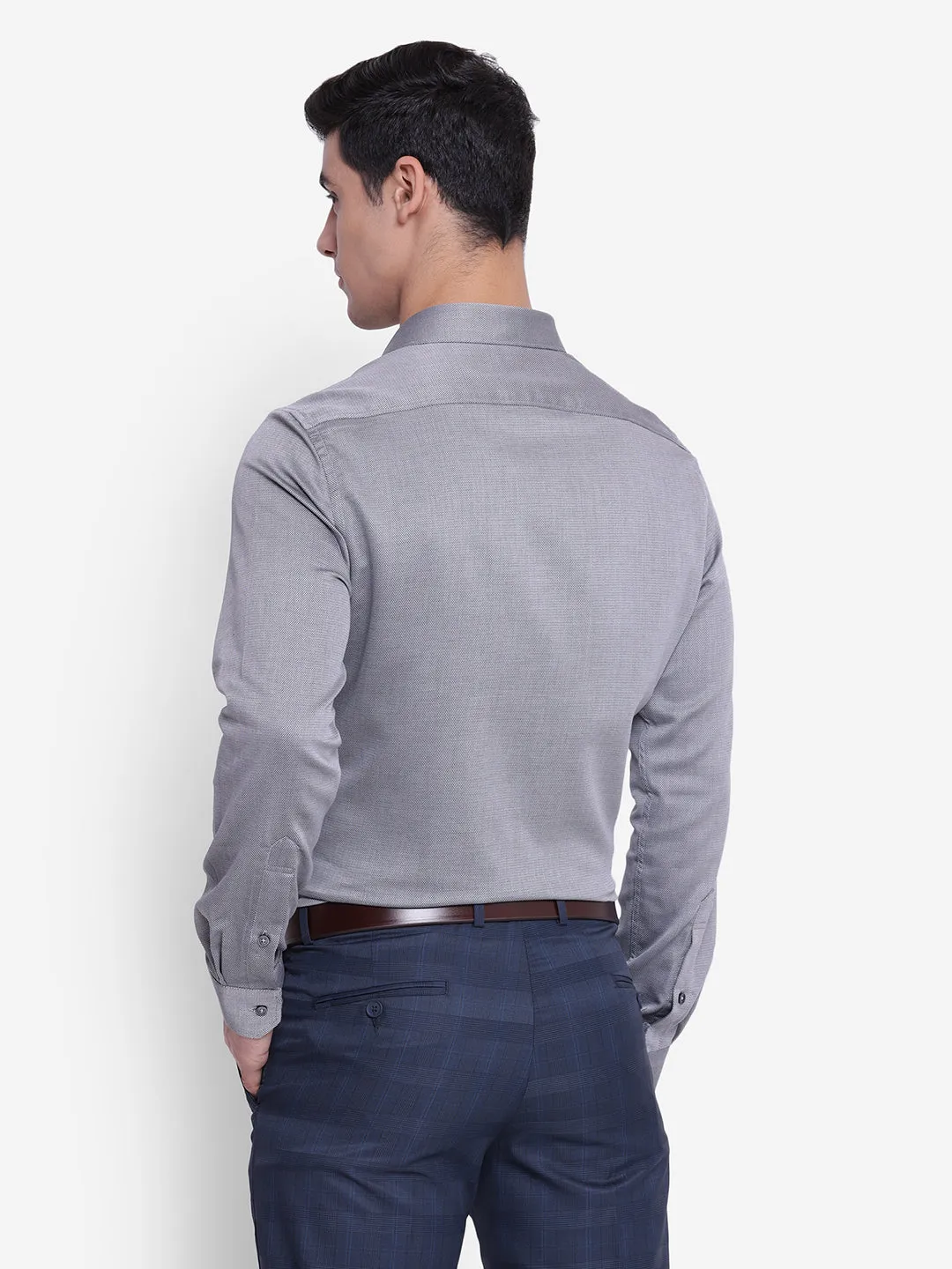 Solid Grey Slim Fit Formal Shirt