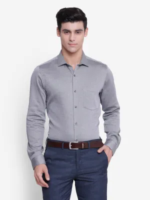 Solid Grey Slim Fit Formal Shirt