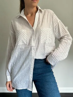 Striped Button Down Cotton Shirt