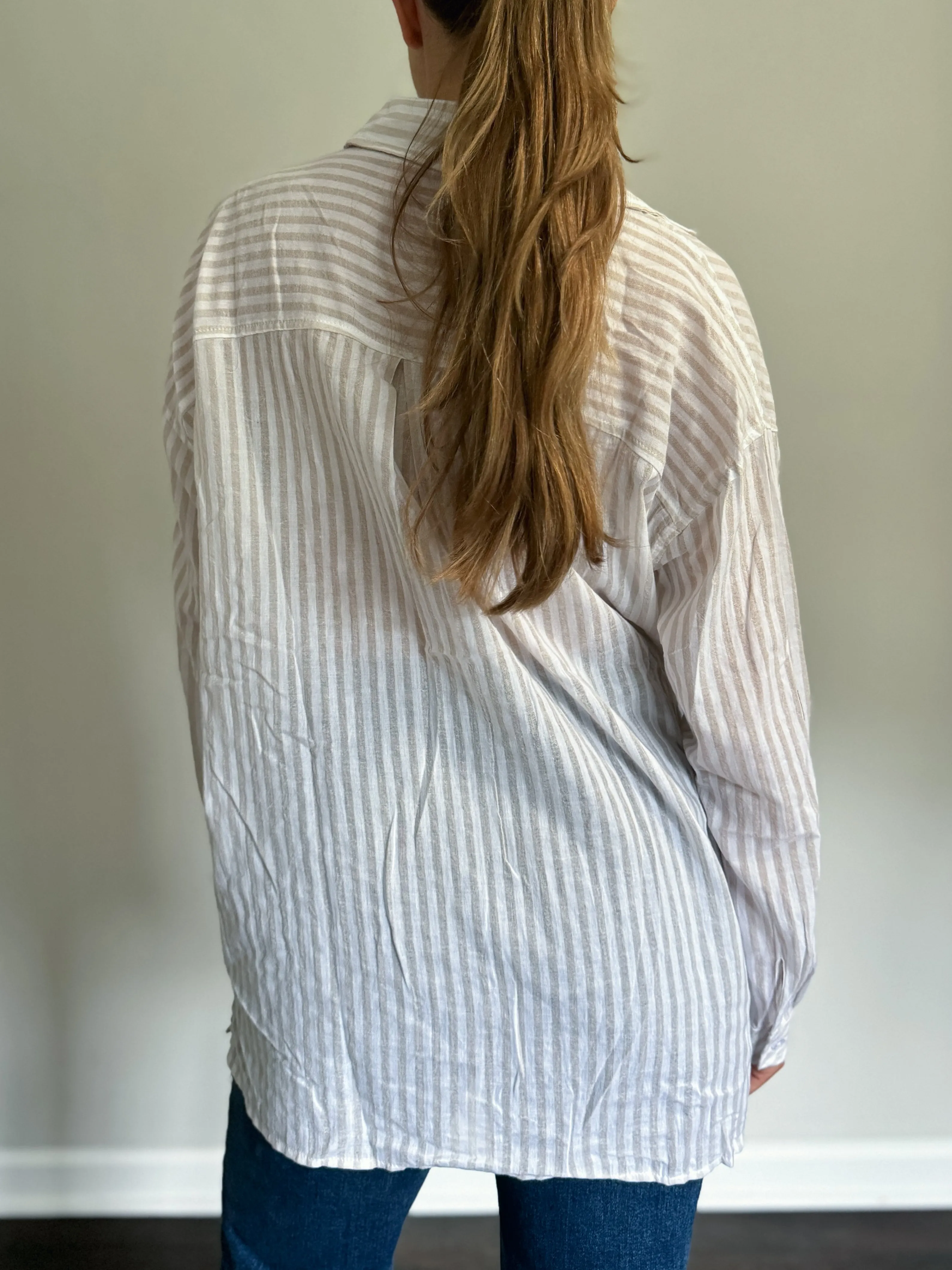 Striped Button Down Cotton Shirt