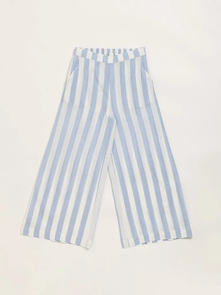 Utsa Kids Blue Striped Palazzos (8 -14yrs)