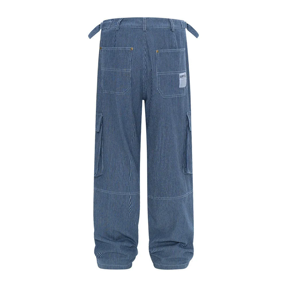 Vertical Stripes Casual Working Pants Men