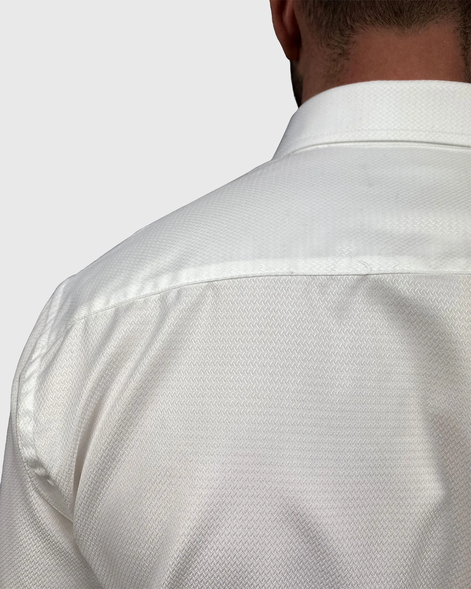 VINCENT & FRANKS S19CH0137 WHITE HERRINGBONE TWILL SLIM SC SHIRT