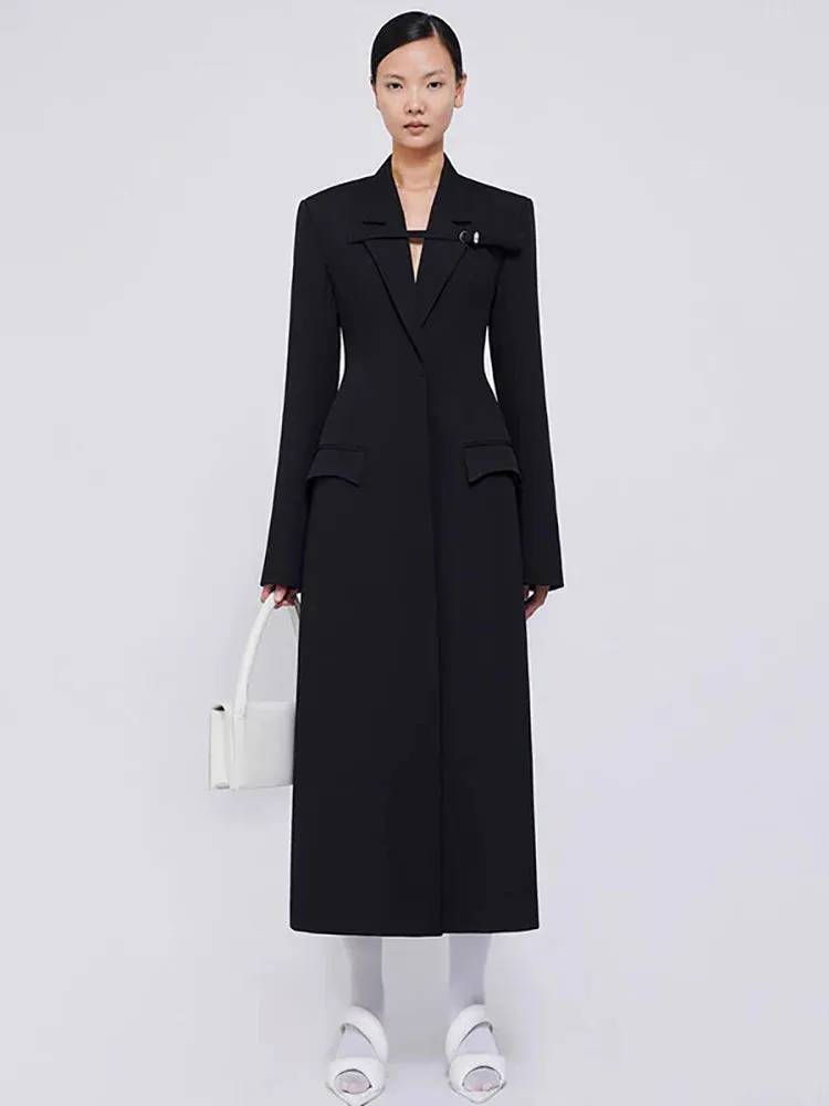 Wenkouban-Winter outfits Christmas Black Friday Notched Collar Buckle Strap Covered Button Fashion Blazer