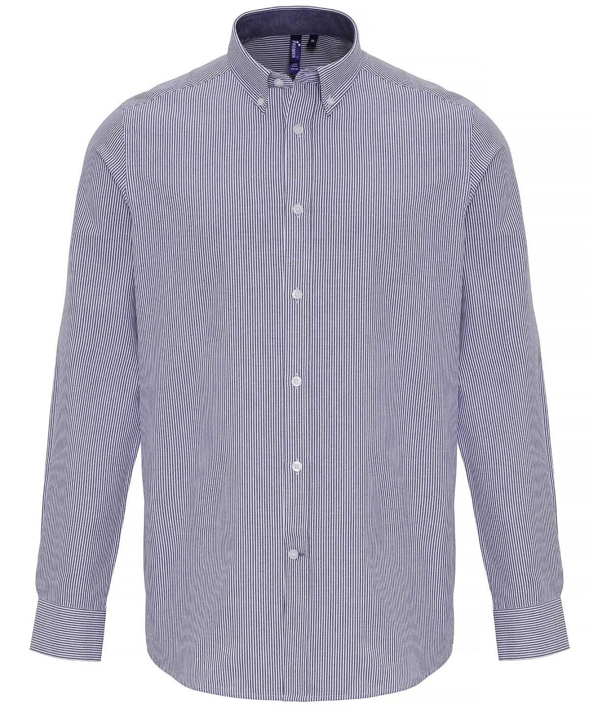 White/Navy - Cotton-rich Oxford stripes shirt